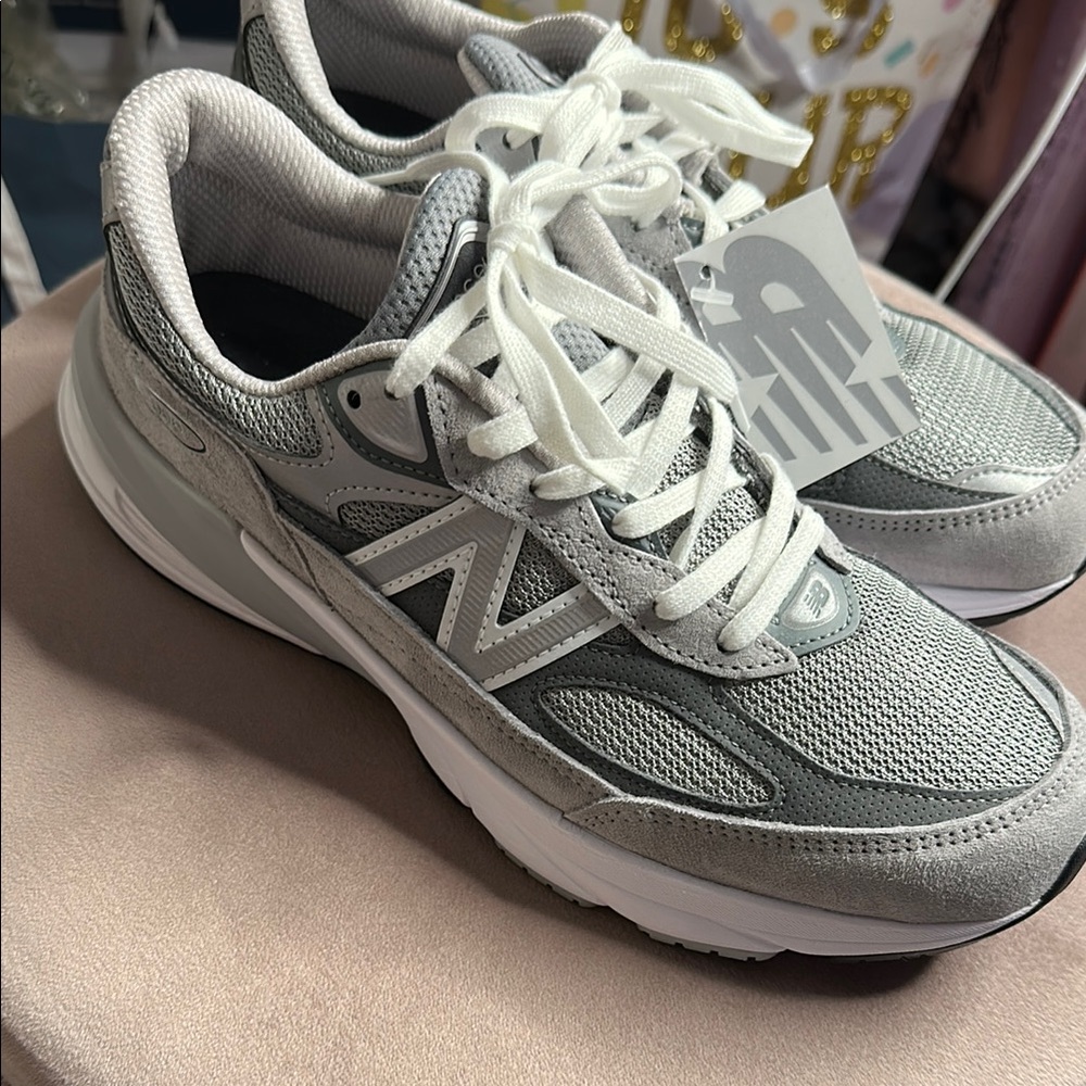 New Balance Light Gray and White Running Shoes